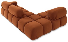 Оранжев кадифен модулен ъглов диван (ляв ъгъл) Lokua – Makamii