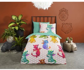 Единично удължено памучно детско спално бельо 140x220 cm Dragons – Good Morning