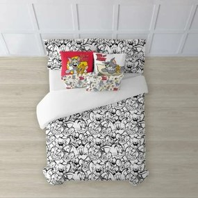 Покривало за одеяло Tom & Jerry B&W Бял black 260 x 240 cm