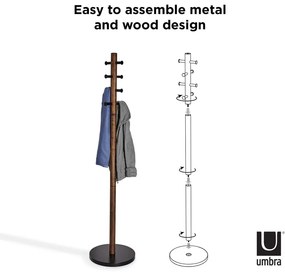 Черна дървена закачалка от естествен каучук Pillar - Umbra