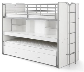 Бяло детско легло 90x200 cm двуетажно/разтегателно с място за съхранение с включена подматрачна рамка Bonny – Vipack