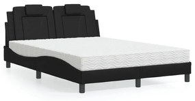 3208796 vidaXL Легло Viana без матрак, черно, 140x200 см, изкуствена кожа