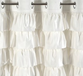Елегантна кадифена завеса, украсена с волан - бяла Ширина: 140 см | Дължина: 270 см