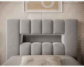 Сиво единично легло 90x200 cm тапицирано с място за съхранение с включена подматрачна рамка Lamica – ELTAP