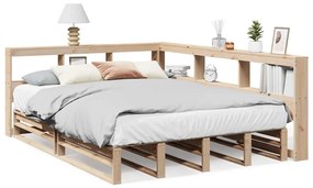 3324496 vidaXL Легло с етажерка за книги, без матрак, 150x200 см, бор масив