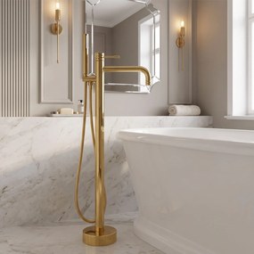 Cмесител-свободно стоящ  Rea Lungo Diamond Gold