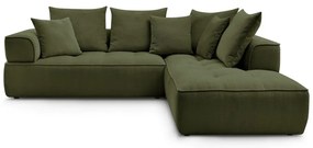 Зелен шенилов ъглов диван (десен ъгъл/L форма) Whesley – Bobochic Paris