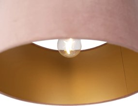 Висяща лампа черна с розов абажур и златист интериор 35 см 3 светлини - Cava