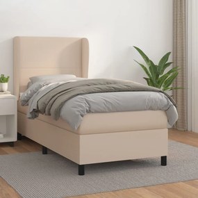 3128888 vidaXL Боксспринг легло с матрак, капучино, 90x190 см, изкуствена кожа