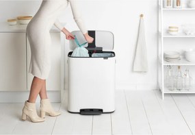 Кош за боклук Brabantia Bo Pedal 1003188, 2x30 л, Плавно затваряне, Противоплъзгаща основа, Бял