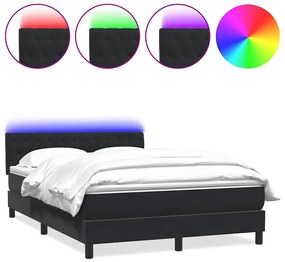 3317171 vidaXL Боксспринг легло с матрак и LED, черно, 140x210 см, кадифе