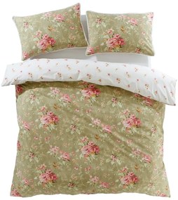 Бяло-зелено единично спално бельо 135x200 cm Penelope Floral – Catherine Lansfield
