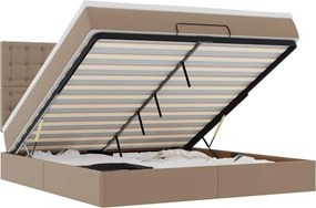 3313864 vidaXL Османска легло с матрак&LED капучино 160x200 см изкуствена кожа