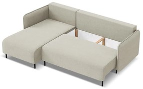 Бежов разтегателен ъглов диван с място за съхранение (ляв ъгъл) Luana – Makamii