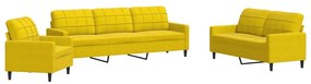 3278447 vidaXL Комплект дивани от 4 части с възглавници, жълт, кадифе