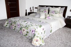 Сиво-кремаво покривало за легло с рози Ширина: 170 см | Дължина: 210 см