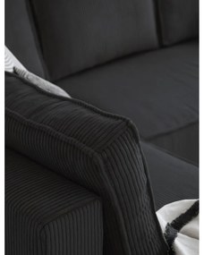 Антрацитен разтегателен ъглов диван от рипсено кадифе (ляв ъгъл/"U" форма) Brave Dave – Miuform