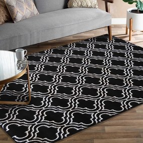 Качествен черен скандинавски килим с бял модел Ширина: 200 см | Дължина: 290 см