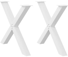 4012985 vidaXL Крака за трапезна маса, X-образни, 2 бр., бели, 90 x (72-73) см, стомана