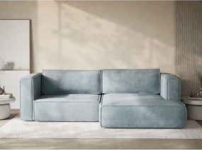 Светлосин шенилов сгъваем/с място за съхранение ъглов диван (десен ъгъл) Velto – Maison de Rêve