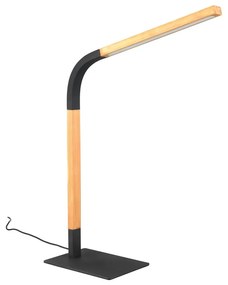 LED настолна лампа с възможност за димиране в черен и естествен цвят с дървен абажур (височина 73,5 см) Norris - Trio
