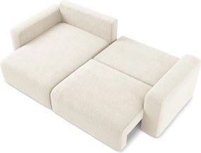 Кремав шенилов сгъваем/с място за съхранение ъглов диван (ляв ъгъл) Kona – Makamii