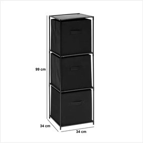 Рафт 5five Mix'n Modul, 3 отделения и 3 кутии за съхранение, 34 x 34 x 99 cm, Черен