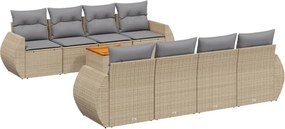3257256 vidaXL Градински комплект диван с възглавници 9 части бежов полиратан
