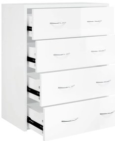 342579 vidaXL Сайдборд с 4 чекмеджета, 60x30,5x71 см, бял гланц