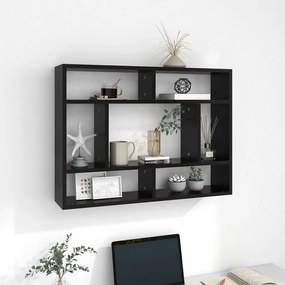 803003 vidaXL Стенен рафт, черен, 75x16x55 см, инженерно дърво