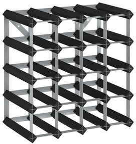 325914 vidaXL Стойка за вино за 20 бутилки, черна, масивна борова дървесина