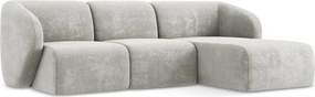 Светлосив шенилов ъглов диван (десен ъгъл) Lani – Makamii