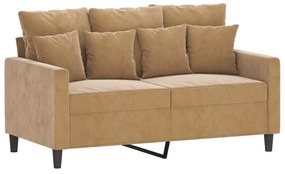 359300 vidaXL 2-местен диван, кафяв, 120 см, кадифе