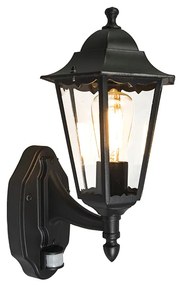 Външна стенна лампа черна с датчик за движение IP44 - New Orleans up