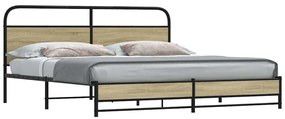 3318689 vidaXL Метална рамка за легло, без матрак, сонома дъб, 180x200 см