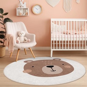 Кафяв/кремав детски килим подходящ за пране ø100 cm Teddy Bear – Mila Home