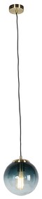 Интелигентна висяща лампа месинг с океанско синьо стъкло 20 см с WiFi ST64 - Pallon