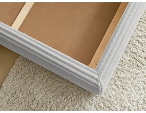 Светлосиво двойно тапицирано легло с място за съхранение с включена подматрачна рамка 160x200 cm Jade – Bobochic Paris