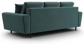 Кадифен разтегателен диван с място за съхранение в петролен цвят 235 cm Kyoto – Cosmopolitan Design