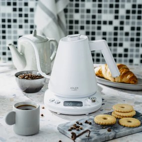 Електрическа кана Adler AD 1349W, 1100W, 1 л, 40-100 C, Поддържане на топлината, LED дисплей, Бял