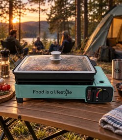 Къмпинг газова котлона с мощност 2200 W, с тиган и капак