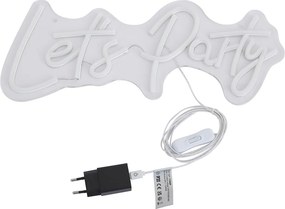 Неонова стенна лампа бяла с LED - Let's Party
