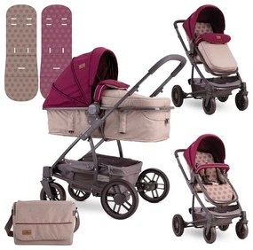 Детска комбинирана количка S-500 LORELLI - Beige&Red Dots