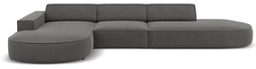 Ъглов диван от сиво кадифе (ляв ъгъл) Jodie - Micadoni Home