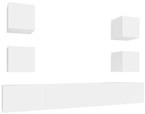Комплект ТВ шкафове от 6 части Arla, бял, инженерно дърво