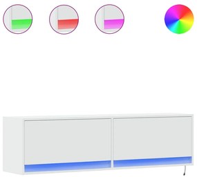 852369 vidaXL Стенен ТВ шкаф с LED осветление, бял, 140x31x38 см