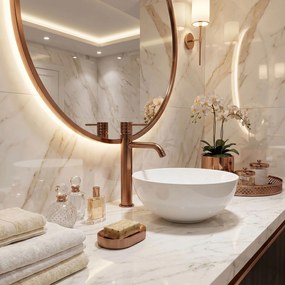 Смесител за мивка Rea Lungo Diamond Brush Brush Copper High