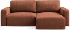 Теракотен шенилов сгъваем/с място за съхранение ъглов диван (десен ъгъл) Kona – Makamii