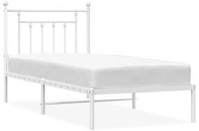 353579 vidaXL Метална рамка за легло с горна табла, бяла, 90x200 см