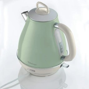 Електрическа кана VINTAGE 2869/04, 2000W, 1.7 л, Подвижен филтър, Прозорец за водата, 360C безжична основа, Зелен